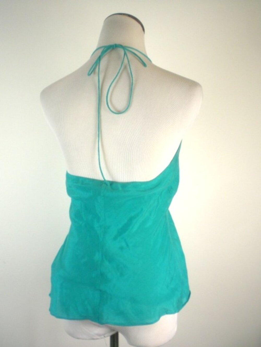 AX GIORGIO ARMANI TURQUOISE blue silk cotton cami sleeveless backless TOP S - Picture 4 of 5